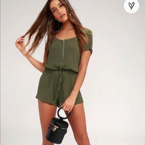 Lulu’s Kudos Olive Green Romper